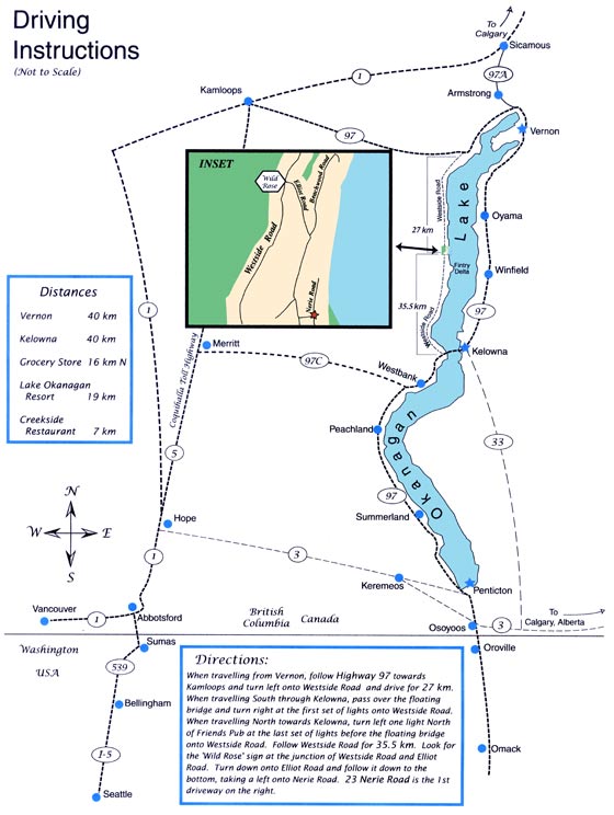 Map to Okanagan Lake Executive Lakeshore Rental